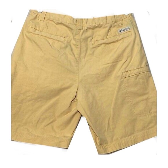 Columbia Cargo Shorts Men 36 Yellow  Cotton Comfort Regular Fit Flat Front - Picture 2 of 7